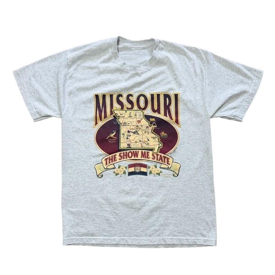 Vintage 90s Missouri The Show Me State Souvenir Glitter Map Art Graphic T-shirt XXXXL
