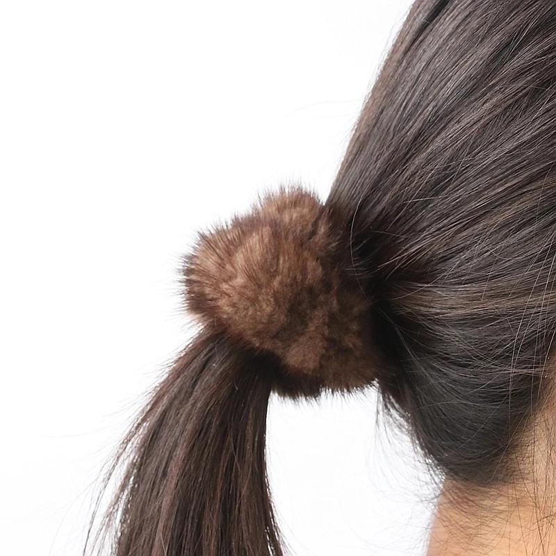 Haarband 100% Echtes Nerzhaar Seil Haargummi Seil Pferdeschwanz Schwanz Streifen Handgelenkband Vintage Elastisch Kopfschmuck Haarband