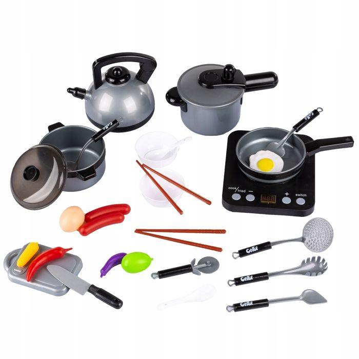 Set de cuisine pour enfants - KINDERPLAY - KP6811GRY - Plaque à induction - Autocuiseur - Accessoires inclus