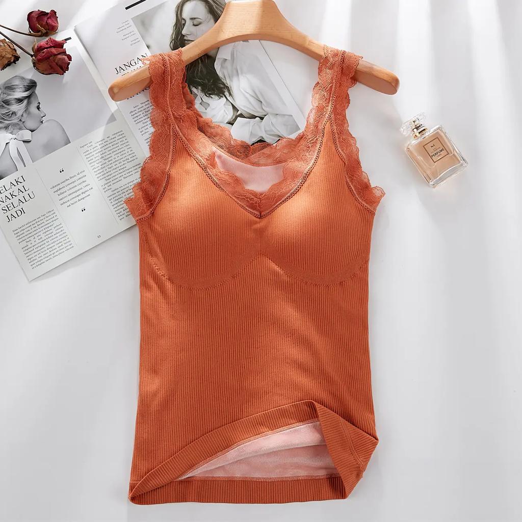 Fattened and enlarged thermal vest women's suspender underwear thickened and velvet sexy bottoming shirt women's