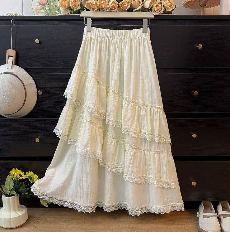 Women's Spring Sweet Multi-Layered Ruffle Skirt - Elastic Waist, Slimming, Versatile