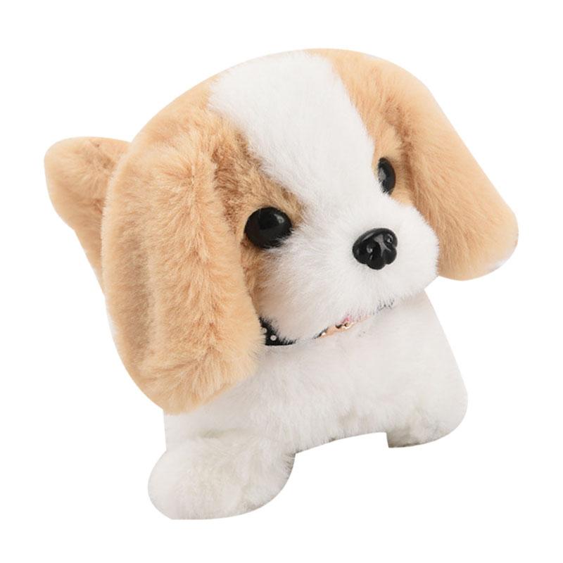Simulation Plush Electric Puppy Battery Powered Walking Wagging Tail Barking Plush Puppy Dog Beige