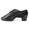Latin Dance Shoes Black Leather Breathable Sweat-absorbent Non-slip Latin Mordern Dancing Shoes for Women
