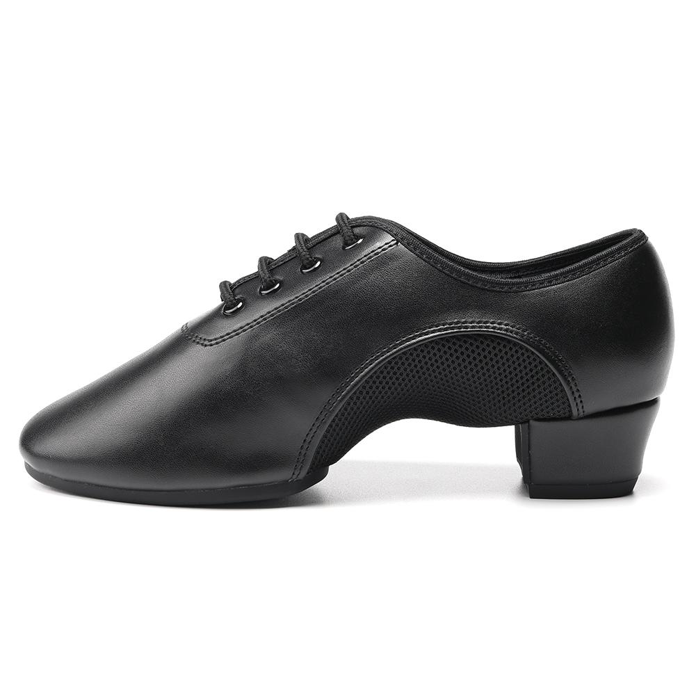 Latin Dance Shoes Black Leather Breathable Sweat-absorbent Non-slip Latin Mordern Dancing Shoes for Women