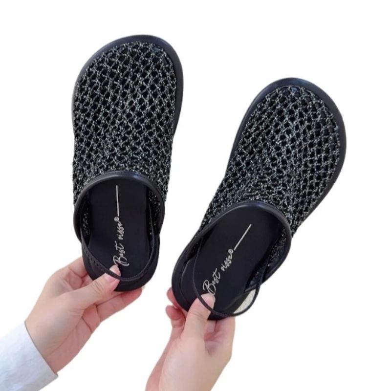 Mode Pantoletten Schuhe Damen Flats Slipper Mesh Freizeit Sandalen Mode Sport 2025 Sommer Neu Slingback Sneaker Frau Flip Flops Sandalen