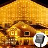 3.5M 96LED Solar Curtain Icicle Light Outdoor Eaves Decor String Lights Garden Party Yard Christmas Decoration Holiday Garlands