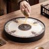 Ceramic round tea tray, dual-purpose for household water storage and drainage, tea sea, and outdoor tea tray