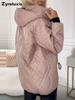 Autumn Winter New Style Oversized Casual Hooded Solid Color Cotton Jacket for Women