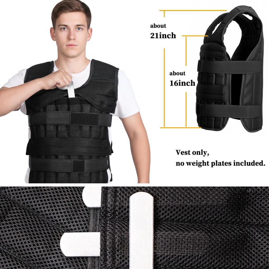 Adjustable 20kg Weight Vest Resistance Fits Men & Women Weight Training Vest Comfortable Strength Training Running Fitness