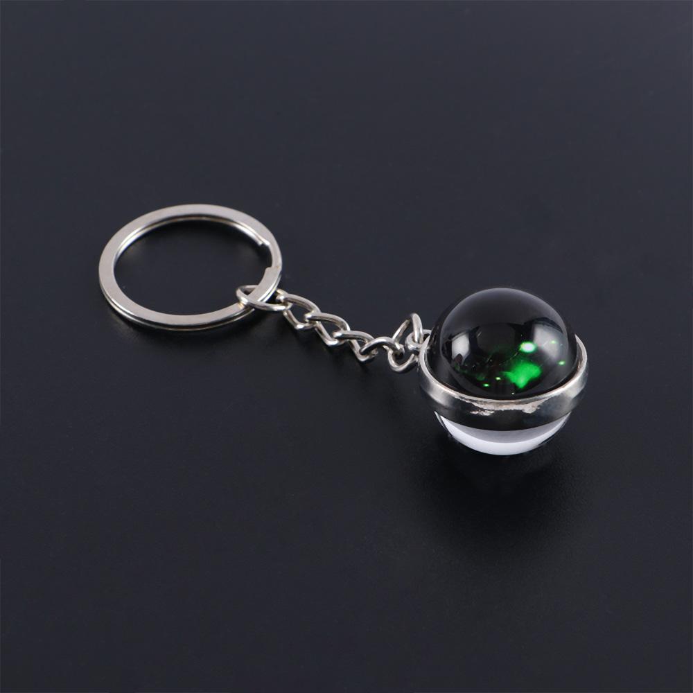 Holder Men Women Glass Ball Pendant Leo Jewelry 12 Constellation Keychain Zodiac Keychain Key Rings