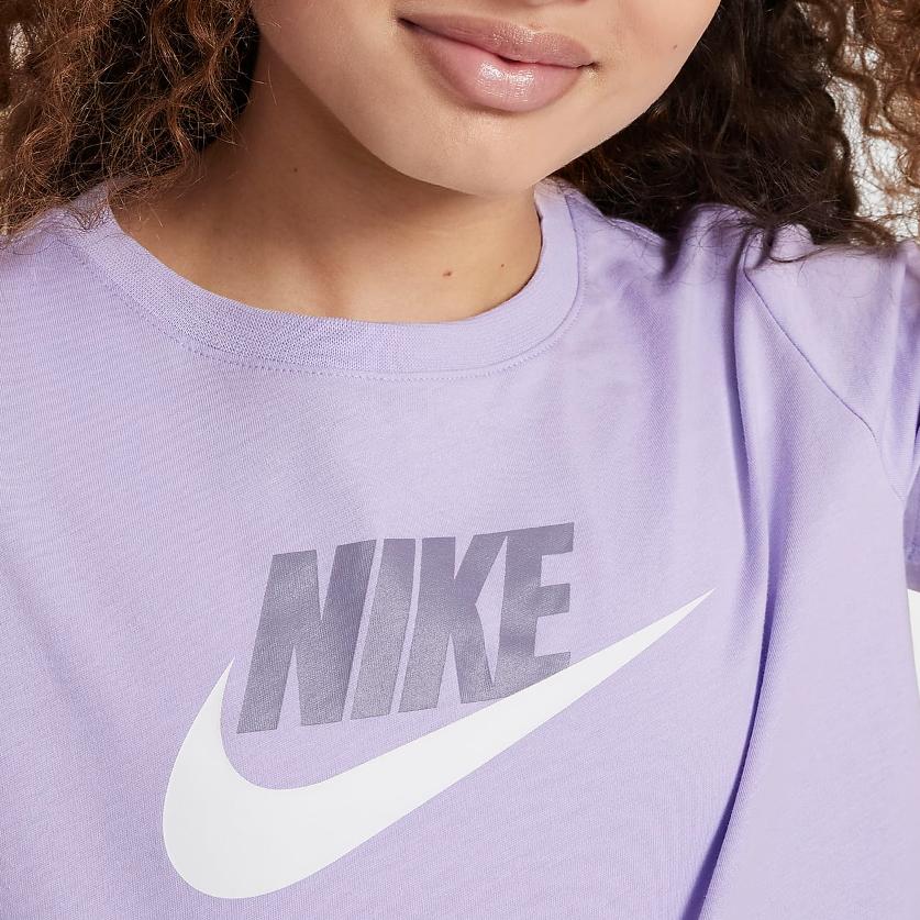 Nike Sportswear Logo Print Crew Neck Casual Short Sleeve T-Shirt Kids tops Purple DA6925-515