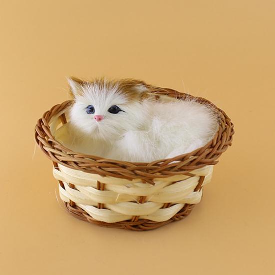 Lovely Simulation Animal Doll Plush Mini Basket Cat Rabbit Dog Kids Xmas Toy