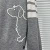 Classic Four-Bar Women's Puppy Jacquard Sweater - College Style, Long-Sleeved, Round Neck, Warm Bottoming Shirt