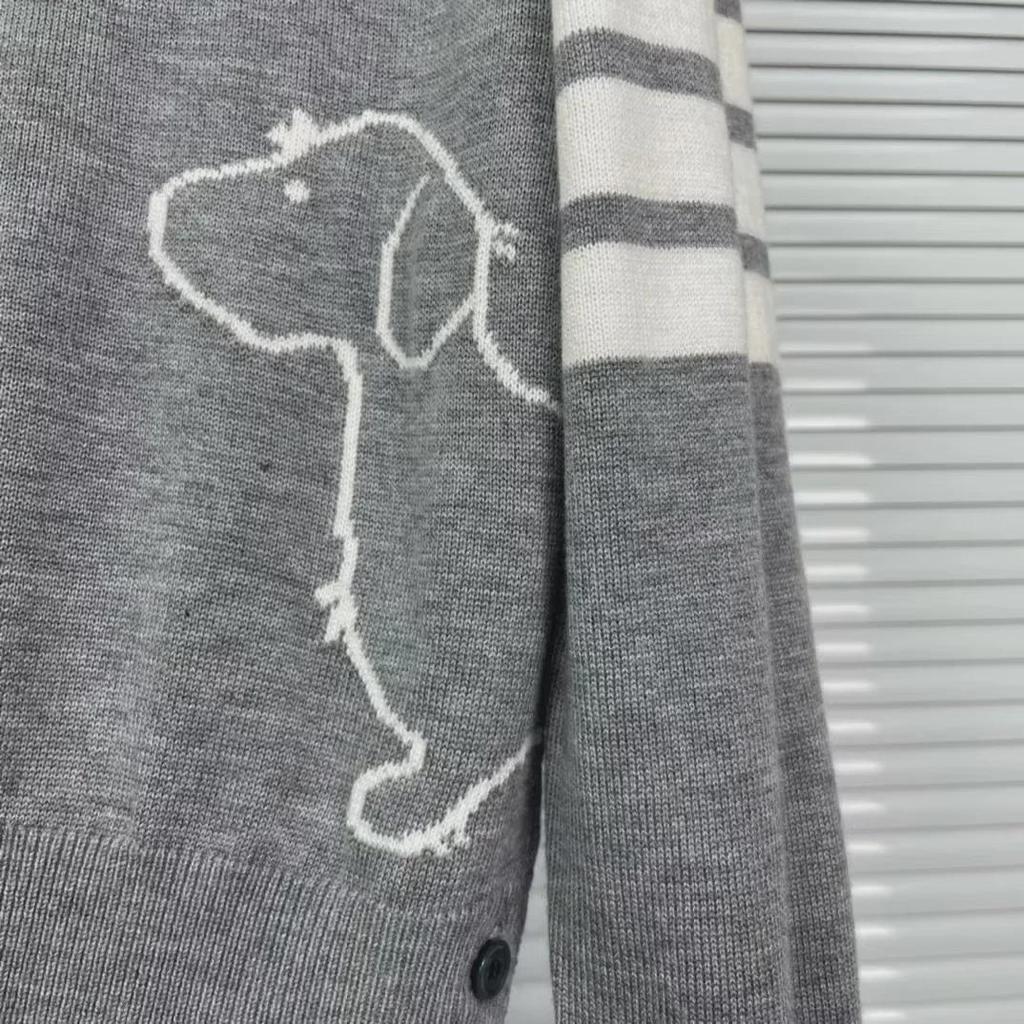 Classic Four-Bar Women's Puppy Jacquard Sweater - College Style, Long-Sleeved, Round Neck, Warm Bottoming Shirt