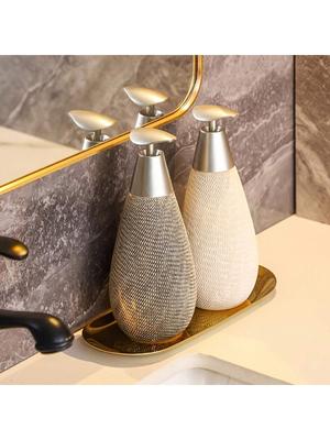 Creative Retro Style Ceramic Push-Type Soap Dispenser With Pump, Hand Soap Bottle, Suitable For Bathrooms Kitchens And Toilets