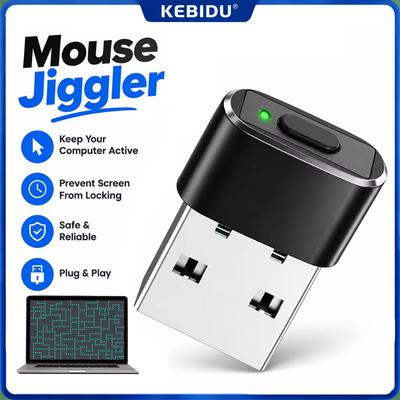 KEBIDU Mini USB Mouse Jiggler Undetectable Mouse Mover ON/OFF Buttons Keeps Awake Computer Mouse PC Movement Simulator