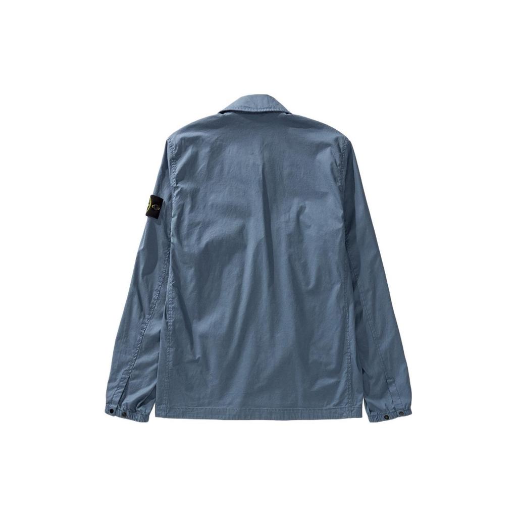 STONE ISLAND FW22 Solid Color Double Pocket Decorative Loose Casual Long Sleeve Jacket Men Jackets Fog-Blue 771510910-V0024
