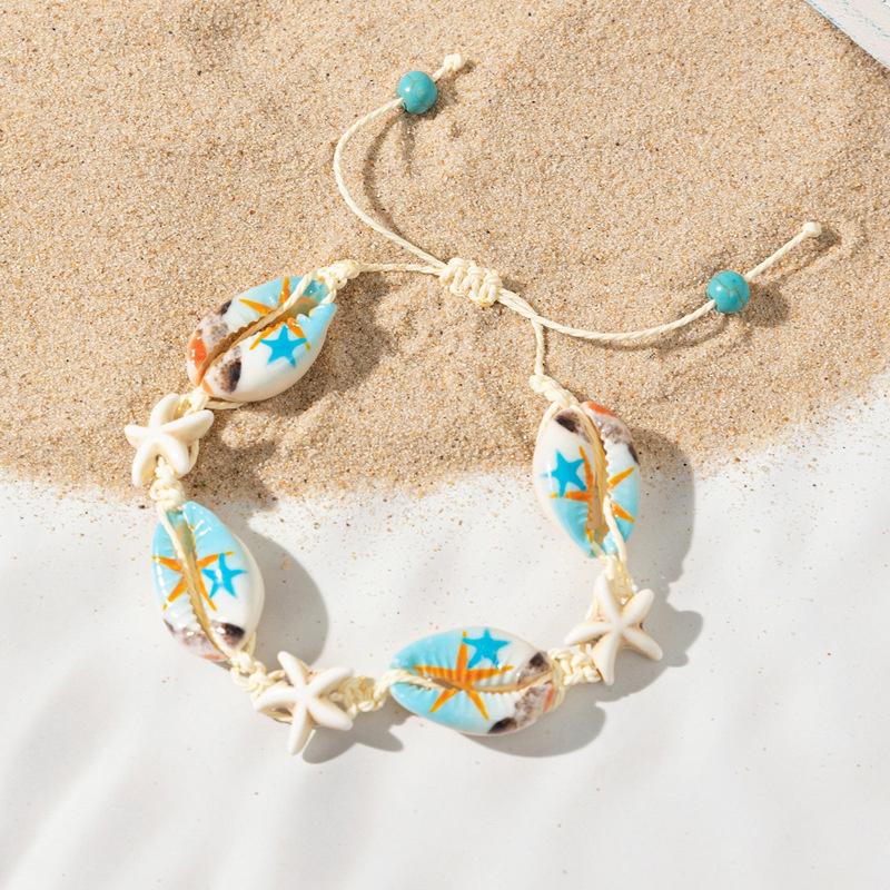 Simple Adjustable Woven Rope Handmade Bracelets for Women Men Boho Shell Conch Starfish Charm Bracelet Summer Beach Jewelry Gift