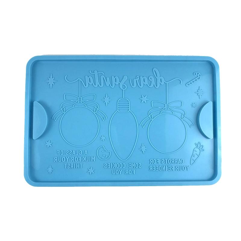 Resin Molds Rectangular Christmas Tray Mould Silicone Agate Coaster Molds Glossy Coaster Molds for Making DIY Craft синий