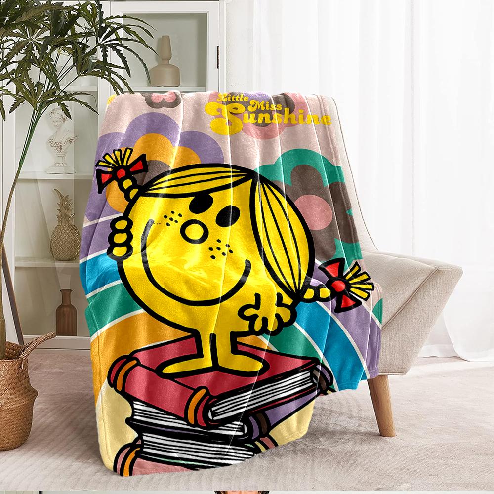 Mr. Men and Little Miss Theme Printed Blanket - Perfect for Couch, Bed, Travel & Outdoor Use | Machine Washable, Cozy & Durable.