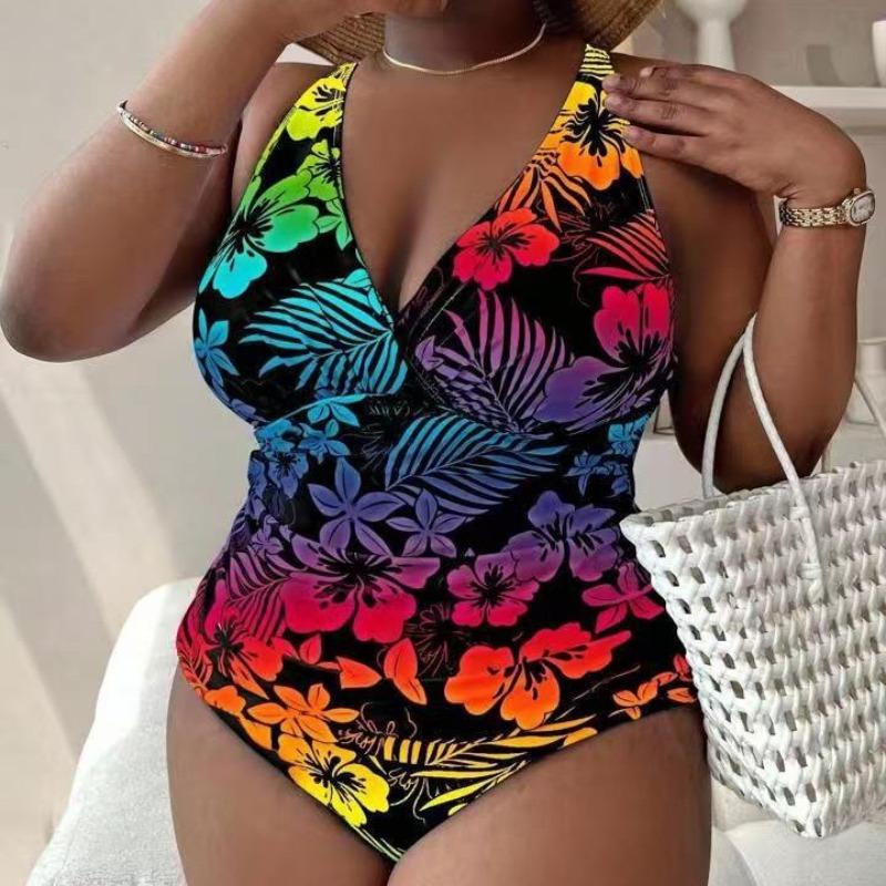 New Floral Sexy Plus Size One-piece High-end One-piece Bikini Swimsuit for Women
