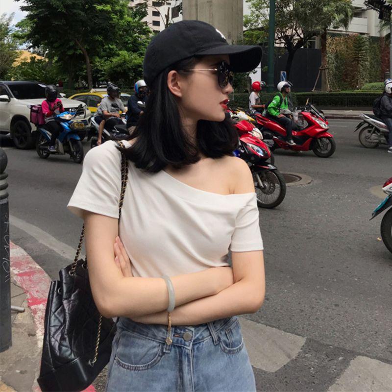 

Off-the-Shoulder Summer Fancy Pure Desire Silm Short-Sleeved T-shirt White S [recommend 40.00 kg-45.00 kg]]