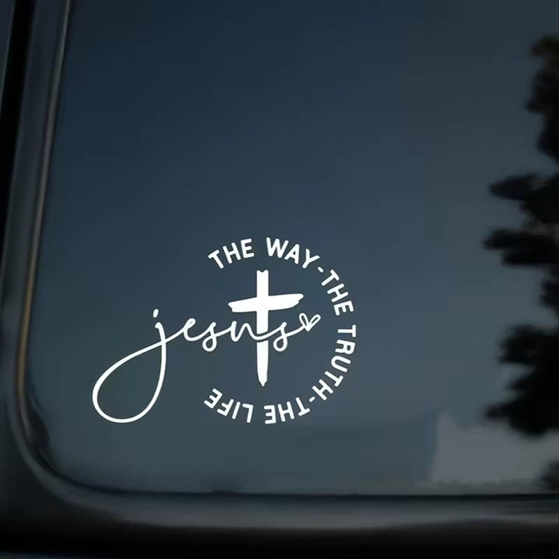 1Pcs Jesus Road Car Sticker Self-Adhesive Christian Car Sticker Jesus Road Cross Design With "Road, Truth