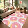 Cute Donut Pattern Area Rug Dessert Print Carpet Modern Pink Girly Home Decor Soft Non-Slip Floor Mat for Living Room Bedroom
