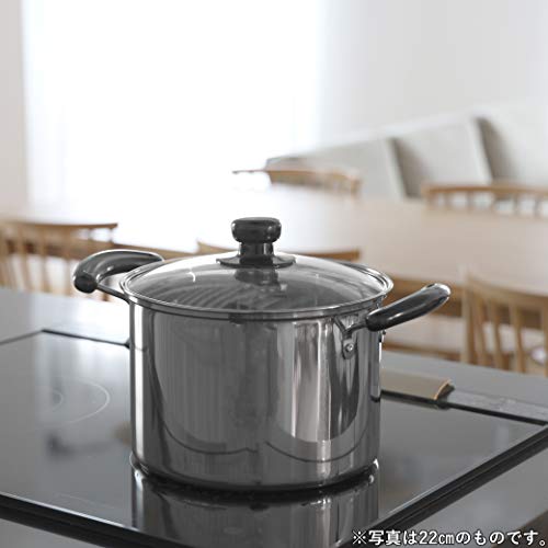 Pearl Metal NEW Danran H-5873, 26cm Stainless Steel Double-Handled Pot with Glass Lid, Induction Compatible, Steamer/Steamer Pot [IH Compatible]