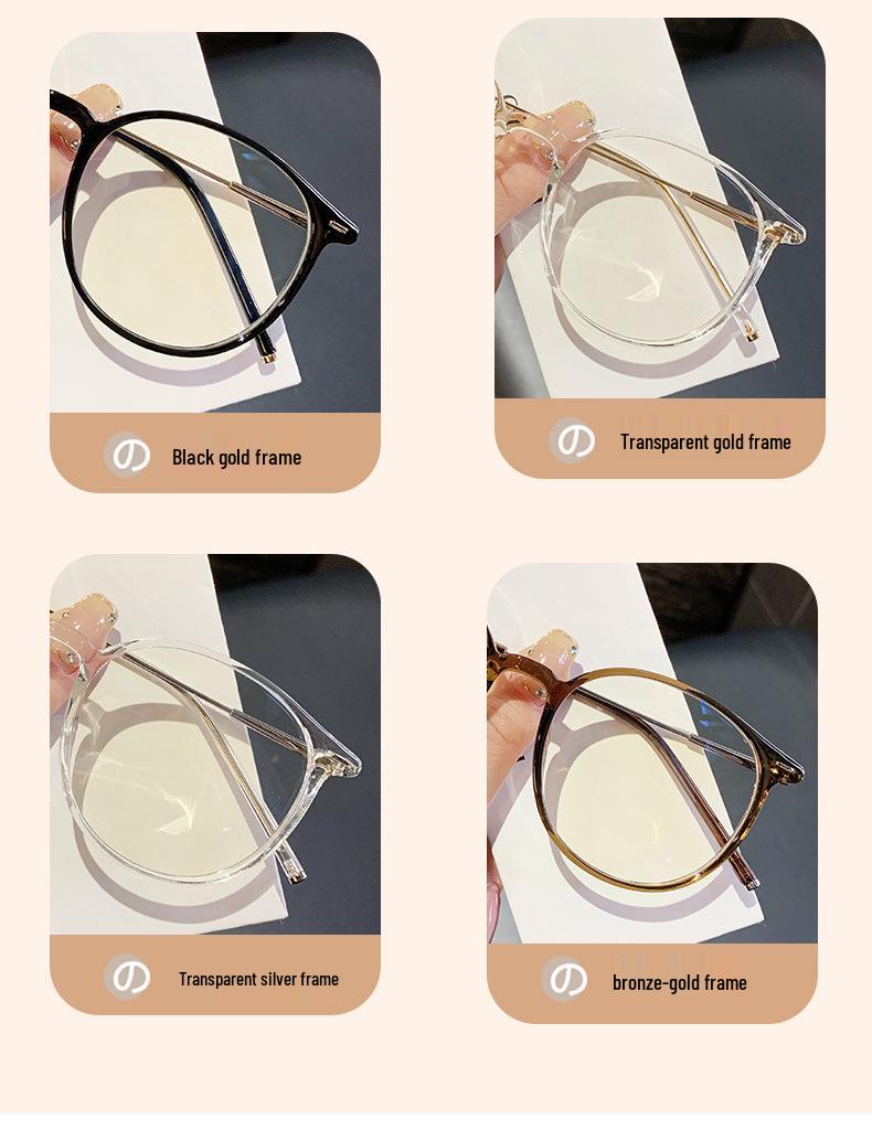 Ultra-Light Korean Style Women’s Eyeglass Frames with Myopia Prescription Option & Anti-Blue Light, Cold Tea Color Trend.