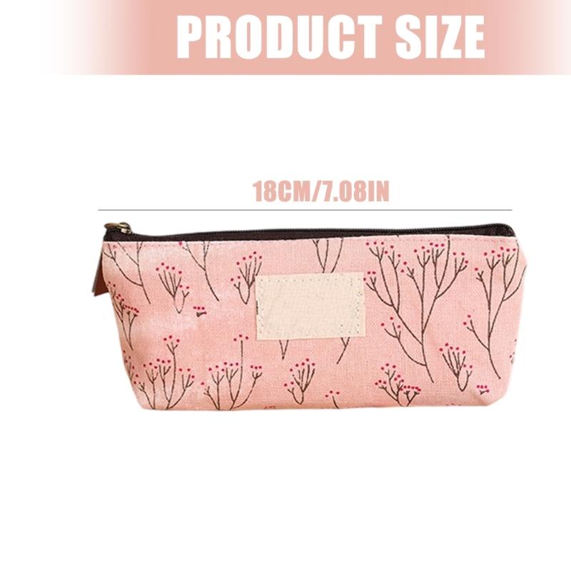 Student Pencil Bag Canvas Pencil Case Floral Pen Bag Pencil Box For Organizing School Supplies