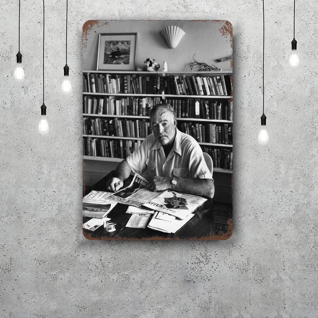 Ernest Hemingway Retro Vintage Tin Sign Poster Decorative Plaque Metal Plate Wall Decor