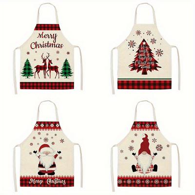 "Christmas Apron Set with Santa, Tree & Reindeer Designs, Various Sizes, Perfect for Festive Cooking and Holiday Parties"
