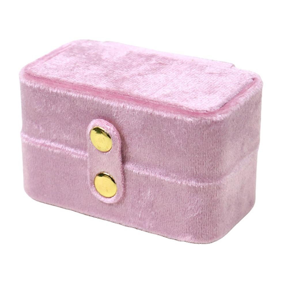 Mini Jewelry Box Plush Velvet Ring Holder Portable Jewelers Packaging Travel Storage