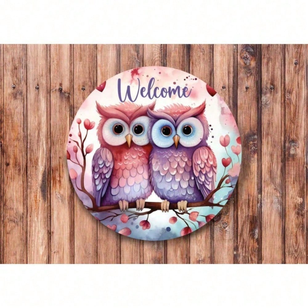 

Valentine Owls Metal Sign Rustic Wreath Wall Art For Front Door Farmhouse Gothic Home Decor Halloween Bats 20x20 разноцветный