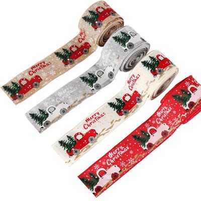 78.74inch Christmas Ribbon Classic Wrapping Christmas Tree Ribbon Wreath Bows DIY Fabric Swirl Ribbon Burlap Ribbon With Wired Edge Gift