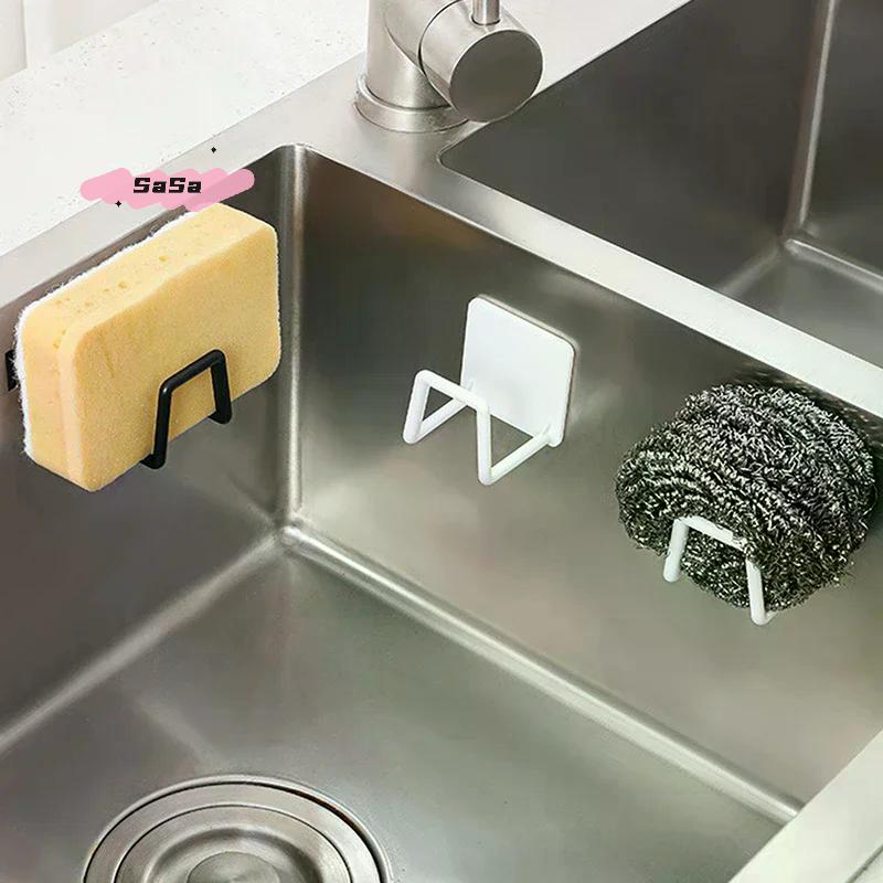 Kitchen Sponges Holder Rack Stainless Steel Adhesive Sink Sponges Drying Rack Wall Storage Holder Kitchen Organizer Hook
