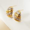 925 Sterling Silver Two-Tone Croissant Earrings In Gold-Plated Korean Style - Chic Women’s Light Luxury Ear Jewelry