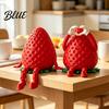 Desktop Organizer for Small Items 3D Printed Articulated Strawberry Storage Box Cute Figurine with Jewelry Earrings Movable Limbs Mini Trinket
