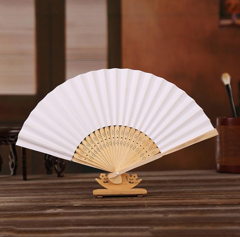 Folding Fan Hand Diy Chinese Folding Fan Wooden Bamboo Antiquity Folding Fan