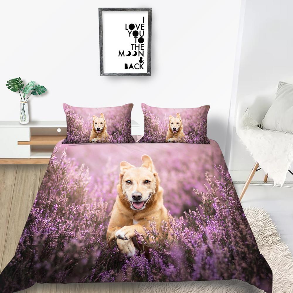 3D Pet Dog Pattern Bedding Set Home Decoration Gift for Boys and Girls Single Bed Double Bed Decoration