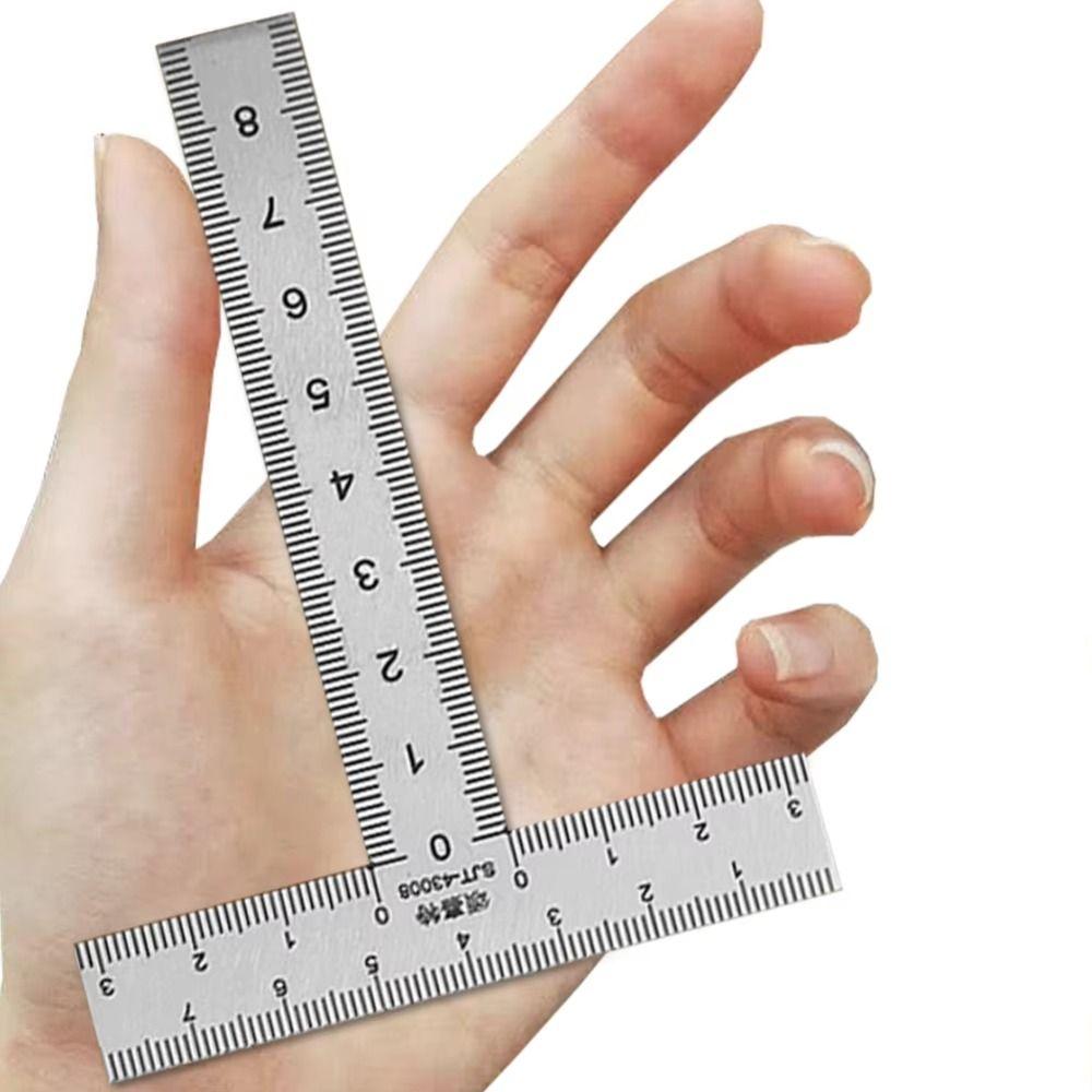 סרגל זווית ישרה מפלדת אל-חלד כלי מדידה סרגל מסגור מיני סרגל בצורת T בנייה