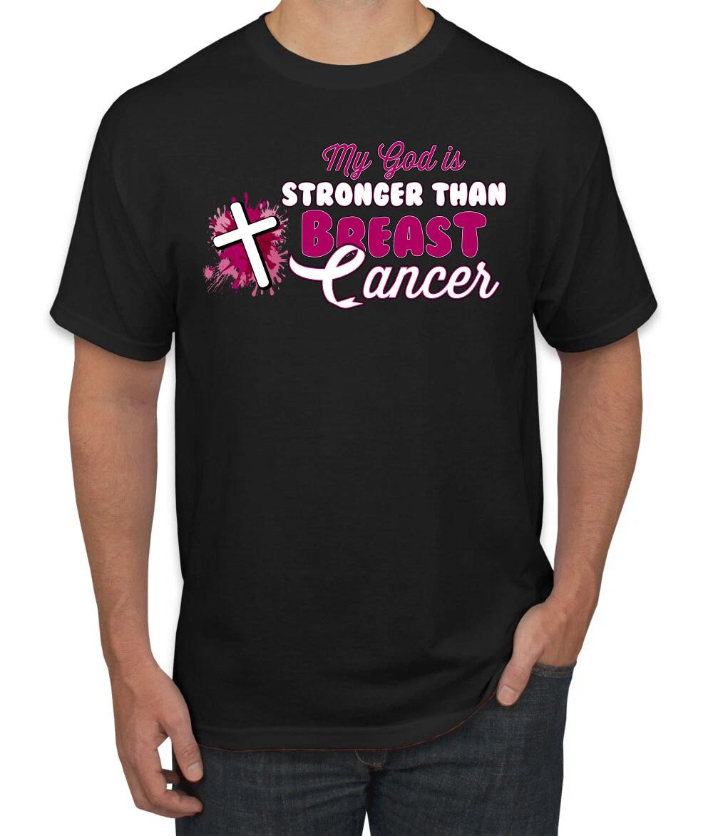 My God is Stronger Than Breast Cancer Paint Splatter Cross Men T- Shirt S