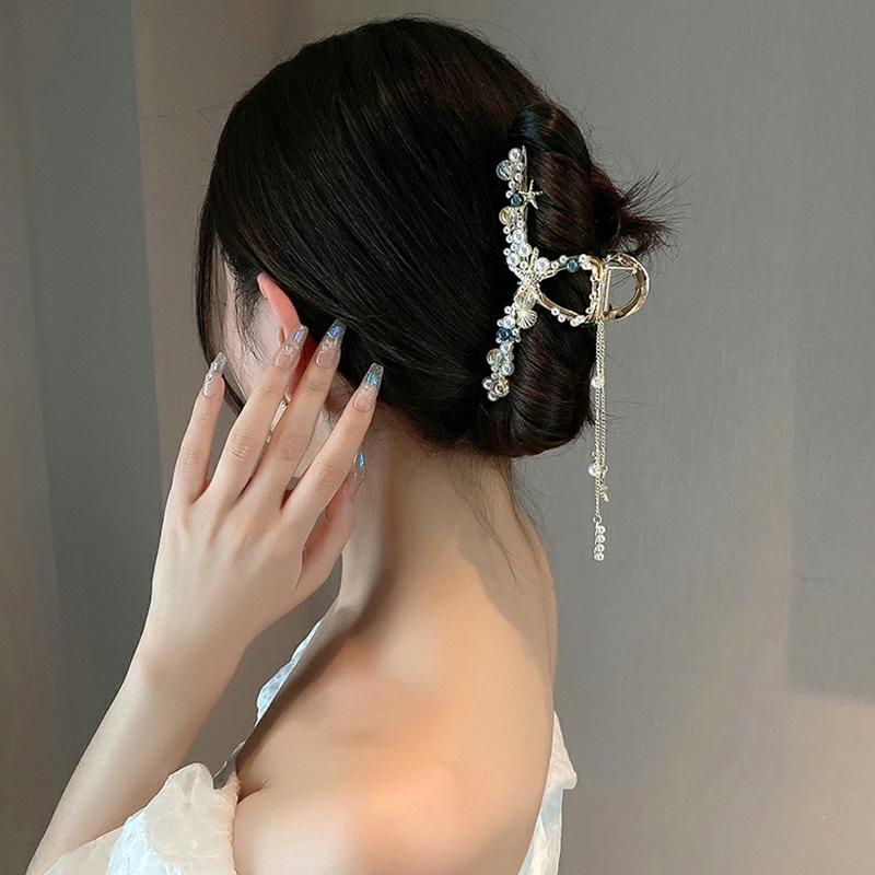 Pearl Tassel Hair Clip Starfish Hairpin Hair Claw  Shark Clip Jewelry