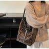 Leopard print bag women's large capacity autumn and winter matte retro shoulder bag casual commuter tote bag