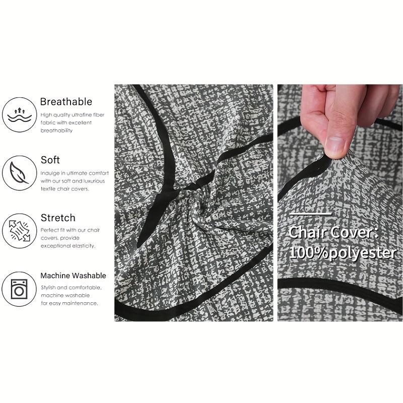 Elastic Chair Cover with Grey Floral Design, Milk Silk Material, Living Room Chair Protector, Four Seasons Dust-proof Chair Cover