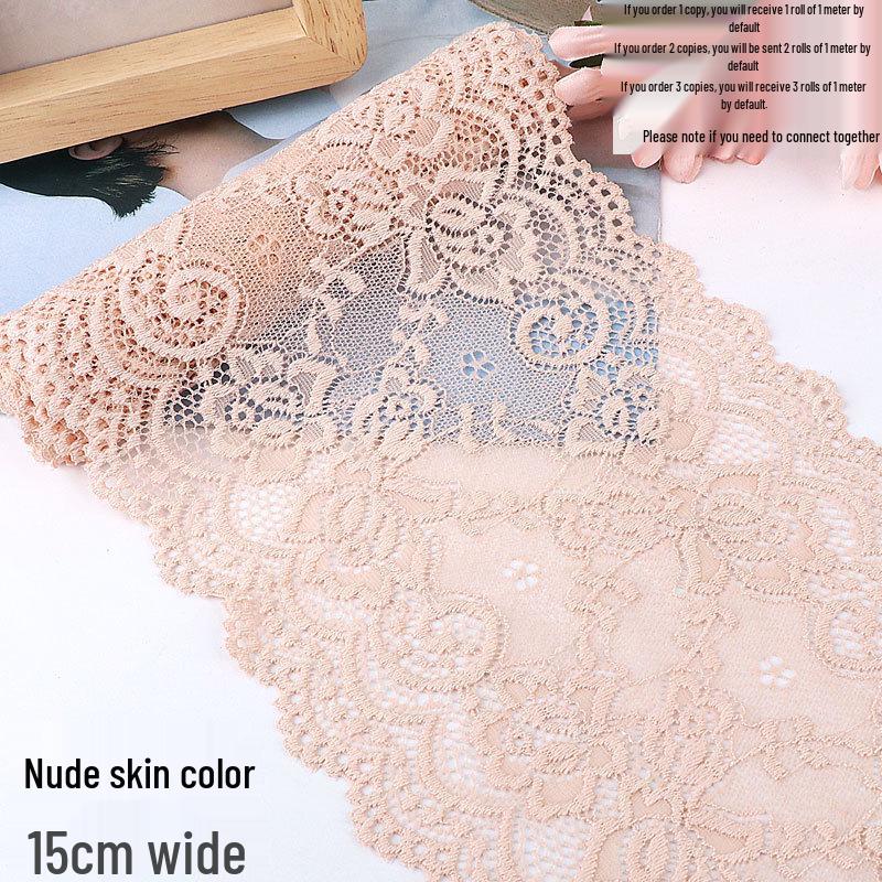 Bordo in pizzo elastico morbido largo 15 cm per decorazione di abbigliamento e gonne fai da te in bianco o nero