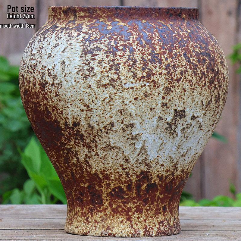 Handmade Coarse Pottery Flower Pot - Large Ceramic Jar for Bougainvillea & Hydrangeas