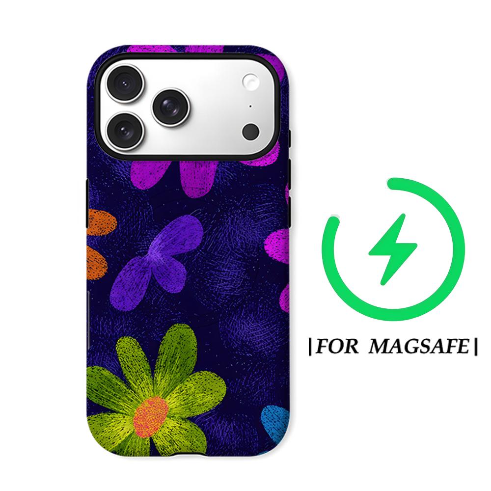 Neon Painted Daisies Phone Case for IPhone 17AIR 16E 16 15 14 13 12 11 17 Pro Max Plus Double-layer Back Cover