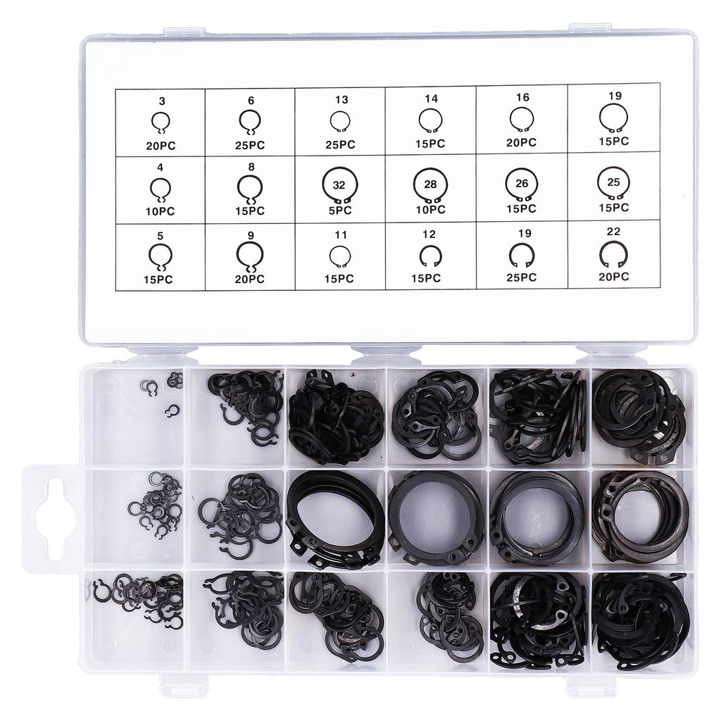 300Pcs C Clip Circlip Snap Ring Retaining Fastener Hardware Set Kit for Machine Vehicle